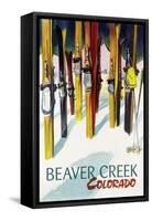 Beaver Creek, Colorado - Ski - Colorful Skis - Lantern Press Artwork-Lantern Press-Framed Stretched Canvas