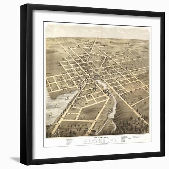 Beaver Dam, Wisconsin - Panoramic Map-Lantern Press-Framed Art Print