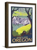 Beaver Family, Portland, Oregon-Lantern Press-Framed Art Print