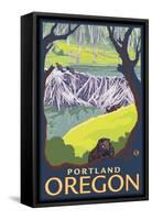 Beaver Family, Portland, Oregon-Lantern Press-Framed Stretched Canvas