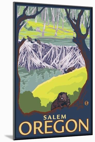 Beaver Family, Salem, Oregon-Lantern Press-Mounted Art Print
