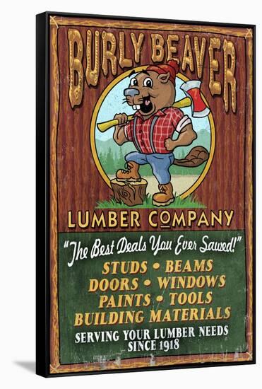 Beaver Lumber - Vintage Sign-Lantern Press-Framed Stretched Canvas