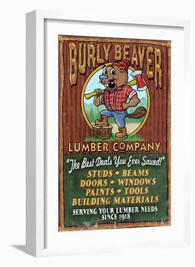 Beaver Lumber - Vintage Sign-Lantern Press-Framed Art Print