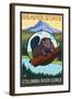 Beaver & Mt. Hood, Columbia River Gorge, OR-Lantern Press-Framed Art Print