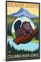 Beaver & Mt. Hood, Columbia River Gorge, OR-Lantern Press-Mounted Art Print