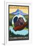 Beaver & Mt. Hood, Columbia River Gorge, OR-Lantern Press-Framed Art Print