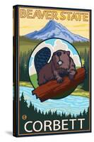 Beaver & Mt. Hood, Corbett, Oregon-Lantern Press-Stretched Canvas