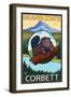 Beaver & Mt. Hood, Corbett, Oregon-Lantern Press-Framed Art Print