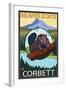 Beaver & Mt. Hood, Corbett, Oregon-Lantern Press-Framed Art Print