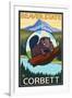 Beaver & Mt. Hood, Corbett, Oregon-Lantern Press-Framed Art Print