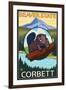 Beaver & Mt. Hood, Corbett, Oregon-Lantern Press-Framed Art Print