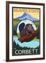 Beaver & Mt. Hood, Corbett, Oregon-Lantern Press-Framed Art Print