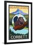 Beaver & Mt. Hood, Corbett, Oregon-Lantern Press-Framed Art Print