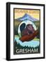 Beaver & Mt. Hood, Gresham, Oregon-Lantern Press-Framed Art Print