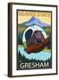 Beaver & Mt. Hood, Gresham, Oregon-Lantern Press-Framed Art Print