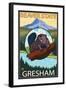 Beaver & Mt. Hood, Gresham, Oregon-Lantern Press-Framed Art Print