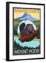 Beaver & Mt. Hood, Oregon-Lantern Press-Framed Art Print