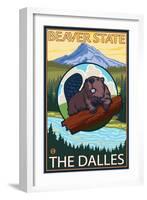 Beaver & Mt. Hood, The Dalles, Oregon-Lantern Press-Framed Art Print