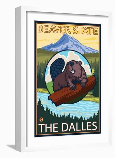 Beaver & Mt. Hood, The Dalles, Oregon-Lantern Press-Framed Art Print