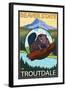 Beaver & Mt. Hood, Troutdale, Oregon-Lantern Press-Framed Art Print