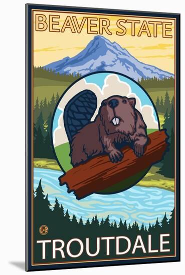 Beaver & Mt. Hood, Troutdale, Oregon-Lantern Press-Mounted Art Print