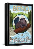 Beaver & River, Bend, Oregon-Lantern Press-Framed Stretched Canvas