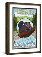 Beaver & River, Bend, Oregon-Lantern Press-Framed Art Print