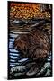 Beaver - Scratchboard-Lantern Press-Mounted Art Print