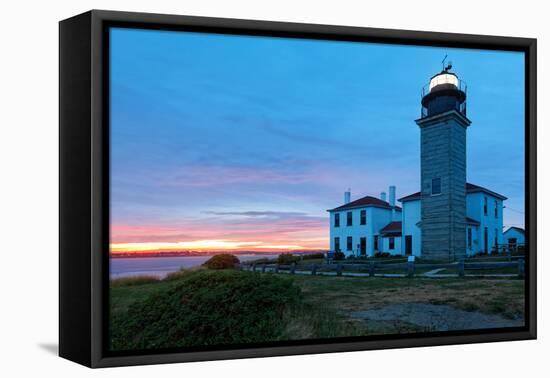 Beavertail Lighthouse Sunset, Rhode Island-George Oze-Framed Stretched Canvas