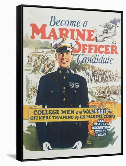 Become a Marine Officer Candidate Poster-Arthur N. Edrop-Framed Stretched Canvas