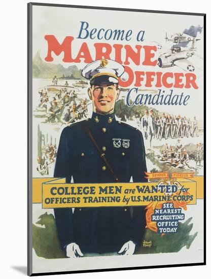 Become a Marine Officer Candidate Poster-Arthur N. Edrop-Mounted Giclee Print