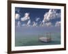 Bed In Surreal Peaceful Landscape-rolffimages-Framed Art Print