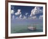 Bed In Surreal Peaceful Landscape-rolffimages-Framed Art Print