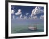 Bed In Surreal Peaceful Landscape-rolffimages-Framed Art Print