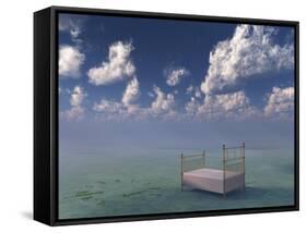 Bed In Surreal Peaceful Landscape-rolffimages-Framed Stretched Canvas