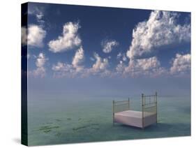 Bed In Surreal Peaceful Landscape-rolffimages-Stretched Canvas