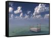 Bed In Surreal Peaceful Landscape-rolffimages-Framed Stretched Canvas