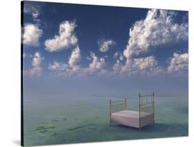 Bed In Surreal Peaceful Landscape-rolffimages-Stretched Canvas