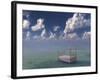 Bed In Surreal Peaceful Landscape-rolffimages-Framed Art Print