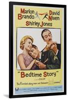 Bed Time Story, US poster, Shirley Jones, Marlon Brando, David Niven, 1964-null-Framed Art Print
