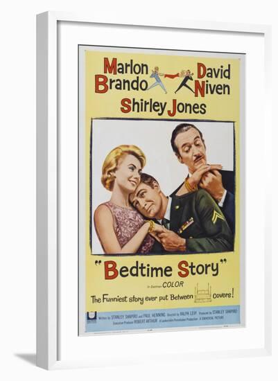 Bed Time Story, US poster, Shirley Jones, Marlon Brando, David Niven, 1964-null-Framed Art Print