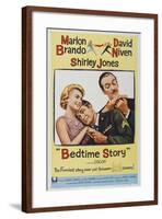 Bed Time Story, US poster, Shirley Jones, Marlon Brando, David Niven, 1964-null-Framed Art Print