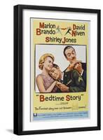 Bed Time Story, US poster, Shirley Jones, Marlon Brando, David Niven, 1964-null-Framed Art Print