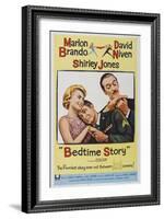 Bed Time Story, US poster, Shirley Jones, Marlon Brando, David Niven, 1964-null-Framed Art Print