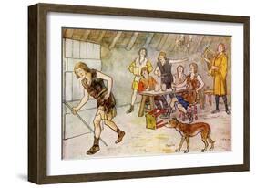 Bede Finishing His Translation of the Bible-George Morrow-Framed Art Print