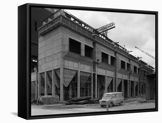 Bedford Ca Minibus Parked on a Building Site in West Burton, Nottinghamshire, 1964-Michael Walters-Framed Stretched Canvas