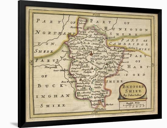 Bedford Shire, from Anglia Contracta or Description of Kingdom of England and Principality of Wales-John Seller-Framed Giclee Print