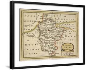 Bedford Shire, from Anglia Contracta or Description of Kingdom of England and Principality of Wales-John Seller-Framed Giclee Print