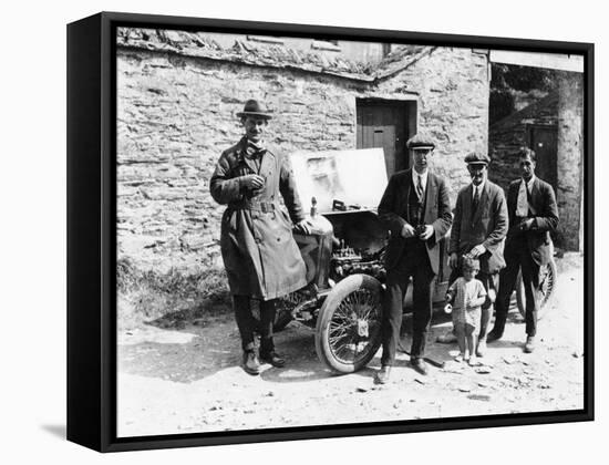 Bedford Standing at the Front of a Car, with Onlookers-null-Framed Stretched Canvas