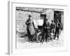 Bedford Standing at the Front of a Car, with Onlookers-null-Framed Photographic Print